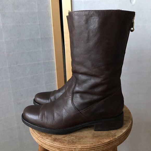 J. Crew size 7 moto boots brown leather cool and rugged buckle straps - Picture 9 of 13